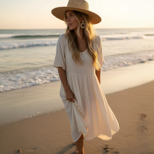 Boucles d’oreilles Grace crème tissées à la main en perles Miyuki Delica et perles de Bohème