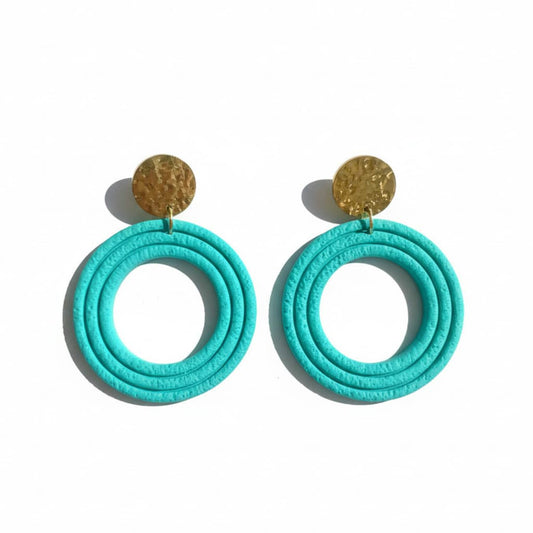 boucles d'oreilles Naïa bleu turquoise Calypso façonnées à la main en Provence - ATMY Bijoux