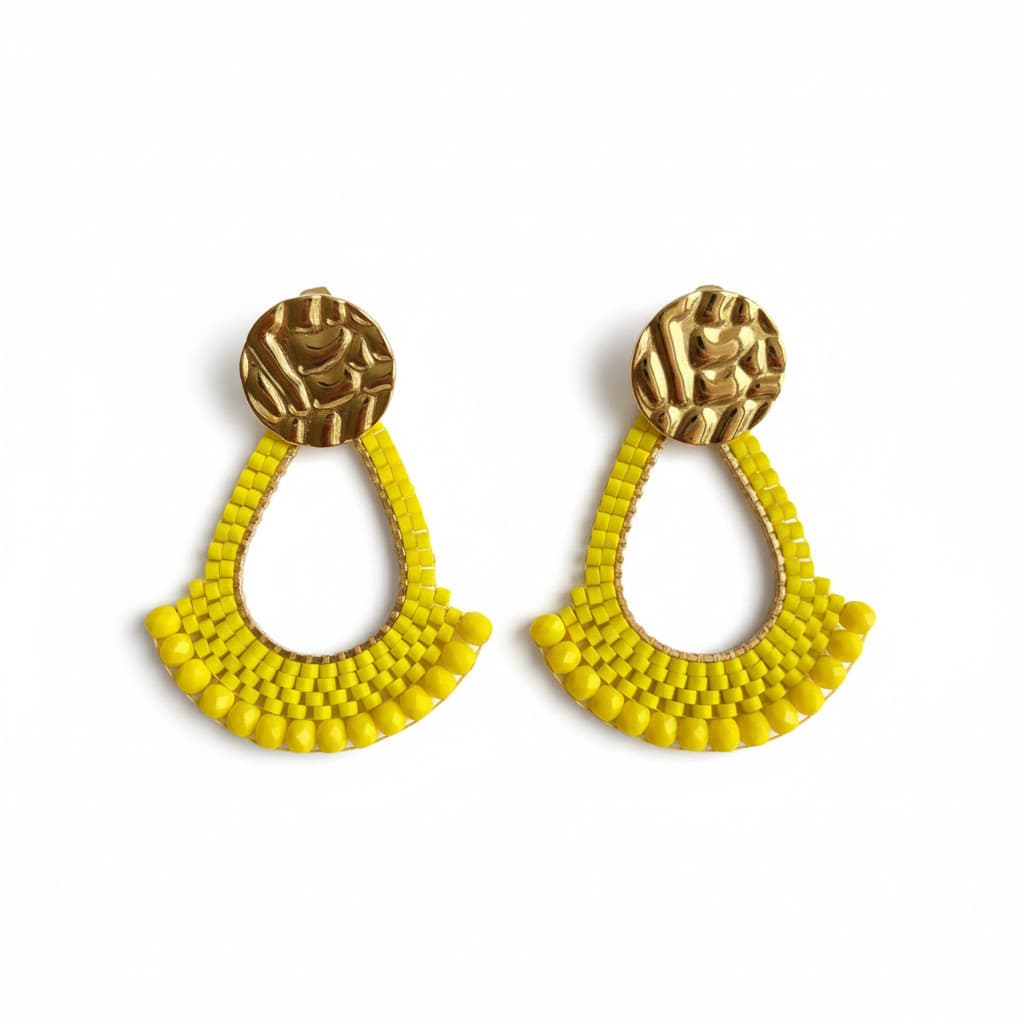 Boucles d'oreilles Tal - Tissage artisanal jaune