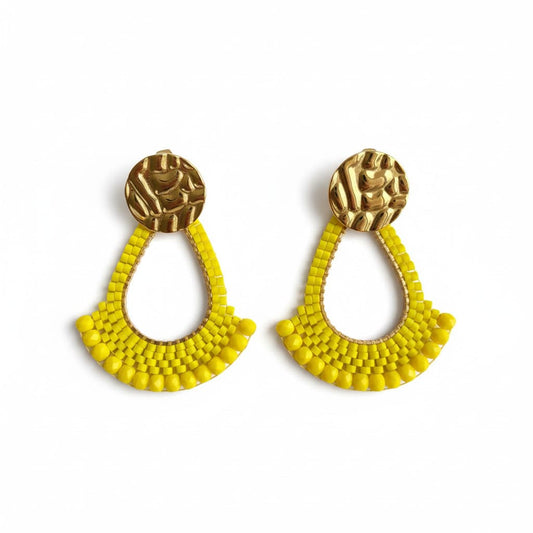 Boucles d'oreilles Tal - Tissage artisanal jaune