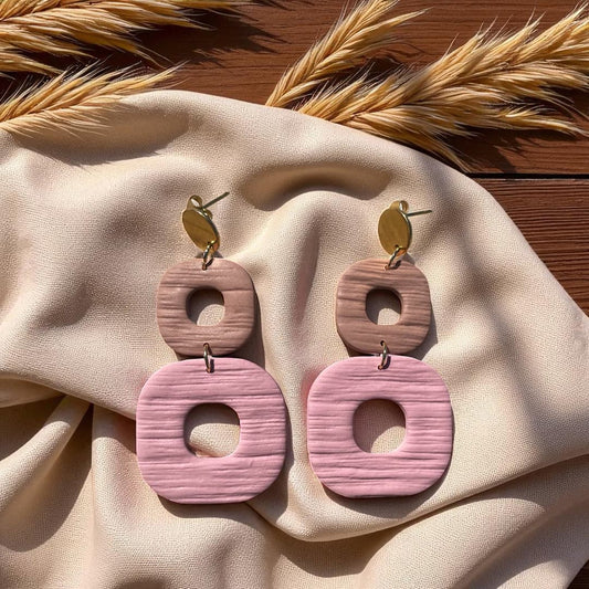 Boucles d’oreilles Yséa moka et vieux rose – ATMY Bijoux