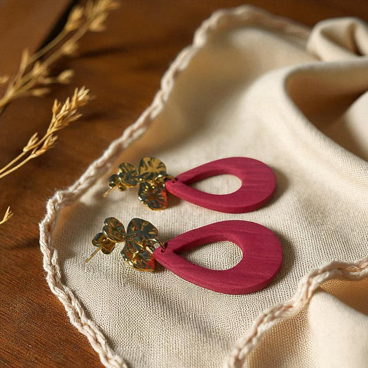 Boucles d’oreilles artisanales Chloé rouge – ATMY Bijoux
