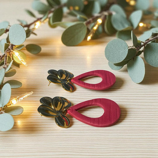 Boucles d’oreilles artisanales Daphné rouge – ATMY Bijoux
