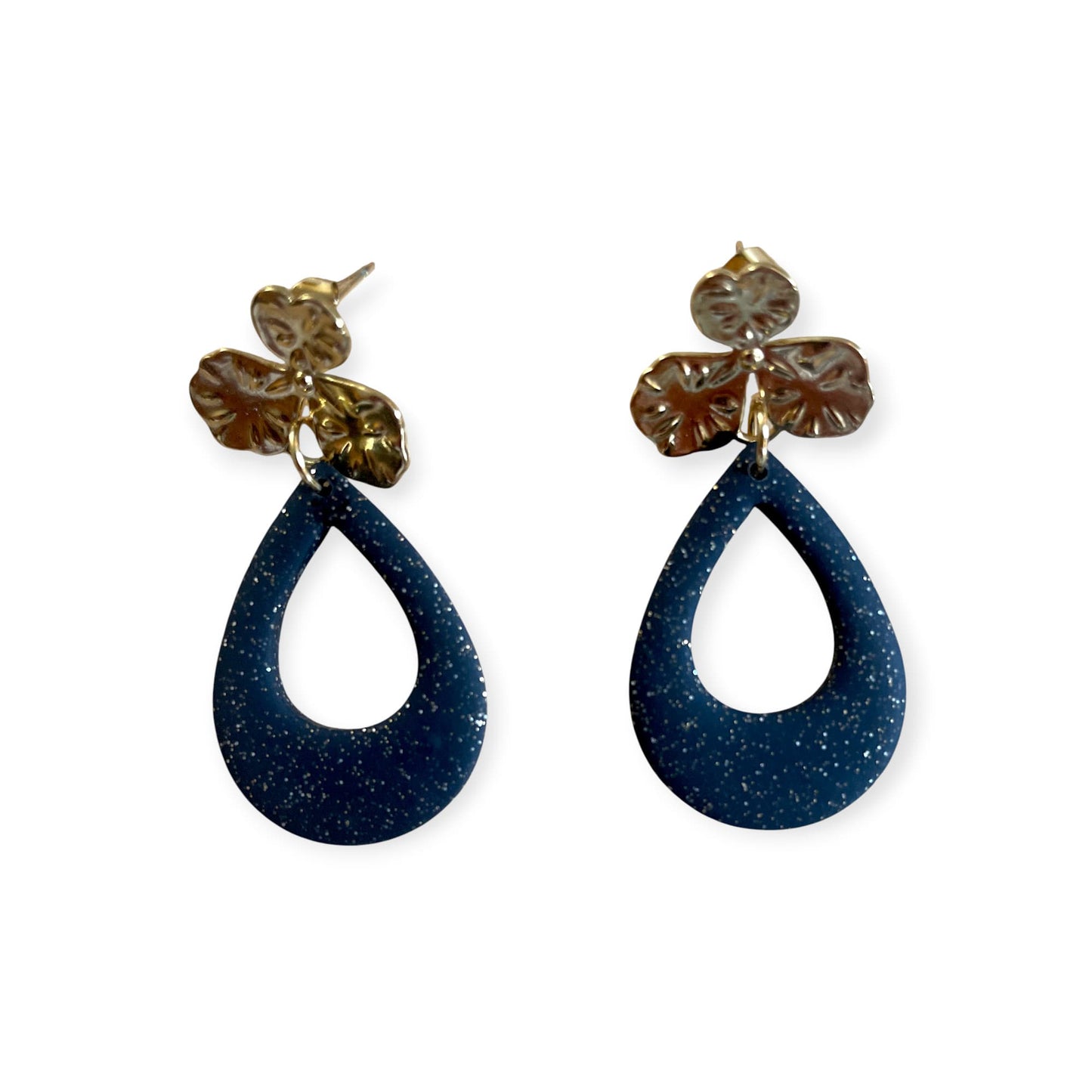 Boucles d’oreilles Chloé fleur dorée et pendentif rouge – ATMY Bijoux