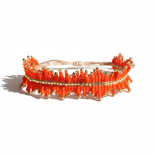 bracelet franges perles miyui delica orange et doré