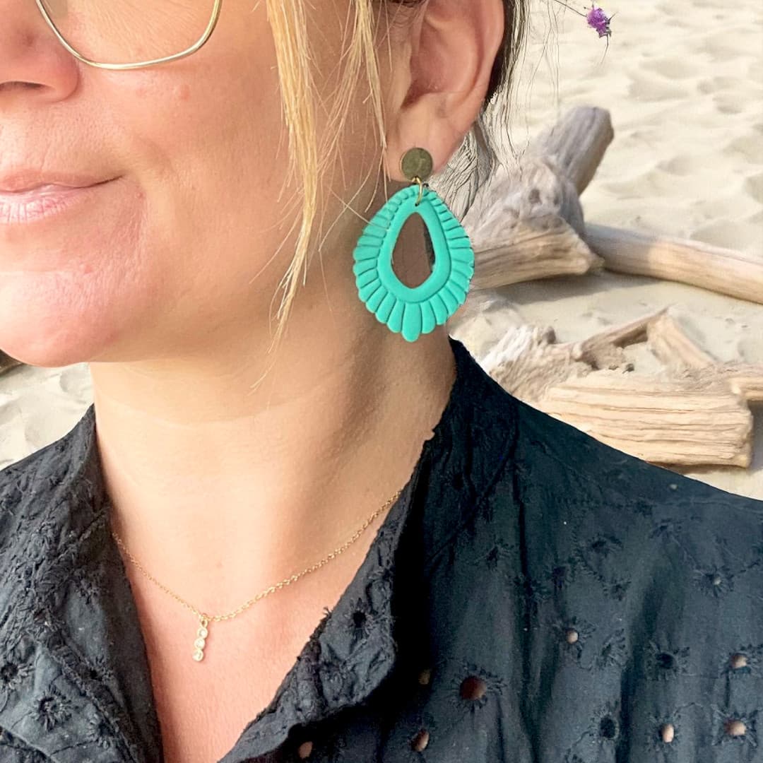 Bijoux d’été en pâte polymère turquoise ATMY Bijoux