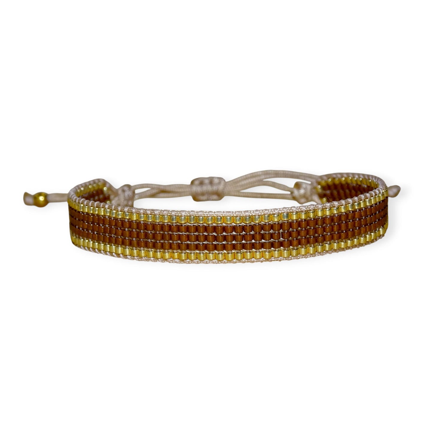 bracelet Louis en perles Miyuki doré et cognac – ATMY Bijoux