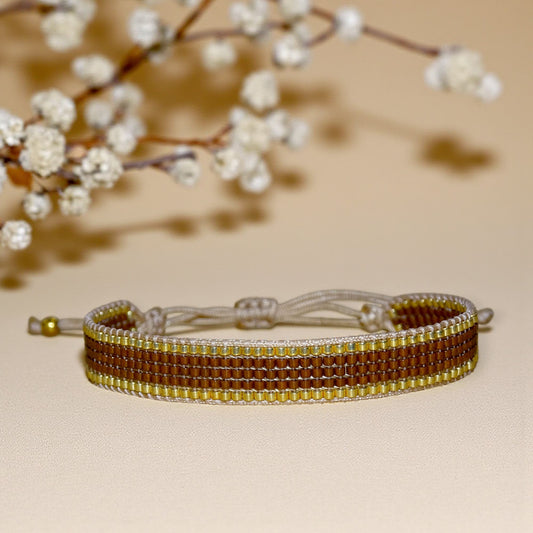 bracelet Louis en perles Miyuki doré et cognac – ATMY Bijoux