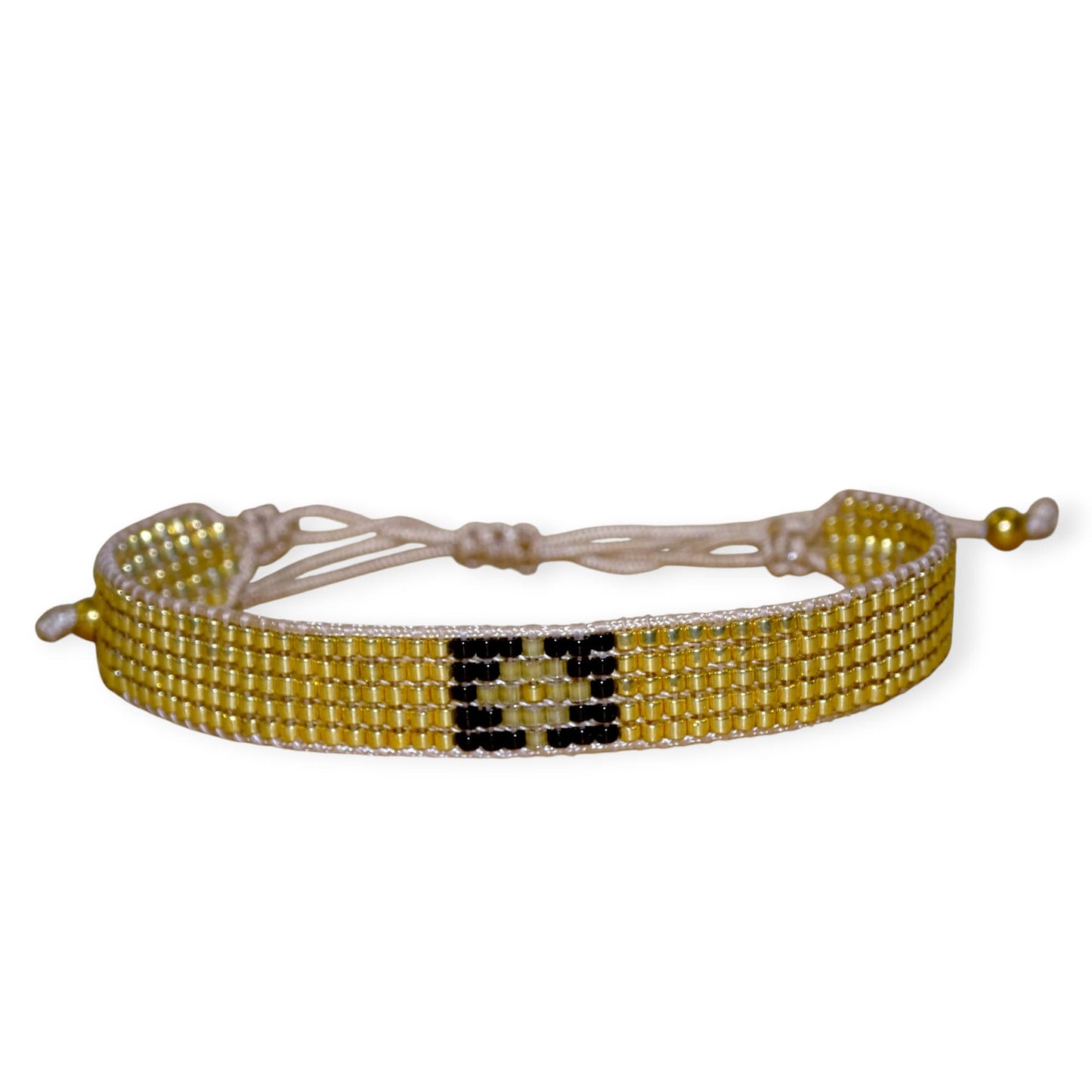 bracelet artisanal perles Miyuki doré et noir – ATMY Bijoux