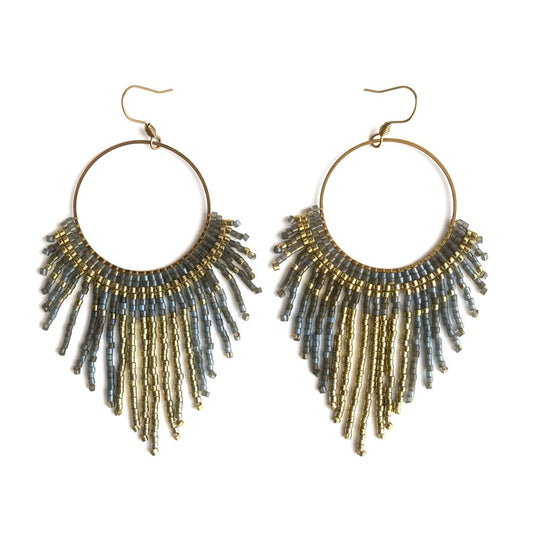 Boucles d’oreilles Médusa – Gris satiné et doré