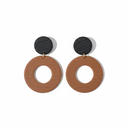 Boucles d’oreilles Aëlya – Marron cuir & noir
