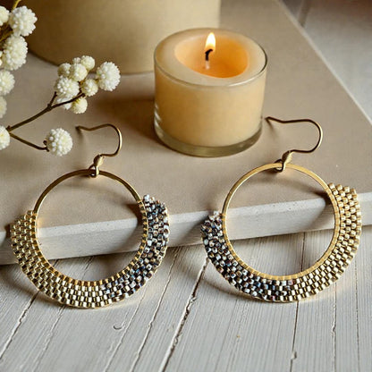 boucles d'oreilles en perles miyuki tissage main