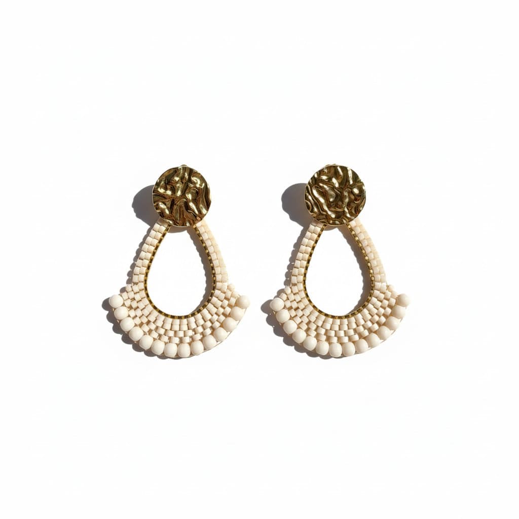 Boucles d'oreilles Tal perle miyuki delica creme
