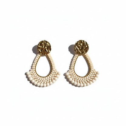 Boucles d'oreilles Tal perle miyuki delica creme