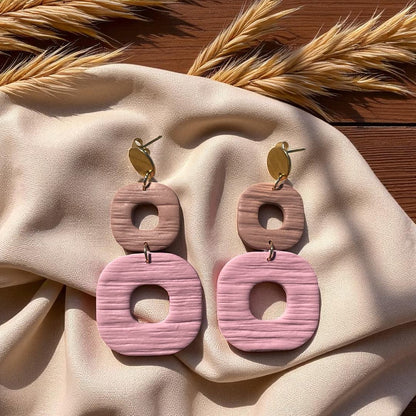 Boucles d’oreilles Yséa moka et vieux rose – ATMY Bijoux