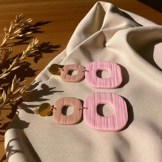 Boucles d’oreilles Yséa moka et vieux rose – ATMY Bijoux