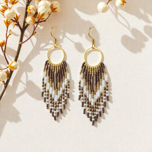 Boucles d’oreilles bohème chic en perles Miyuki Yasmine – création artisanale ATMY Bijoux