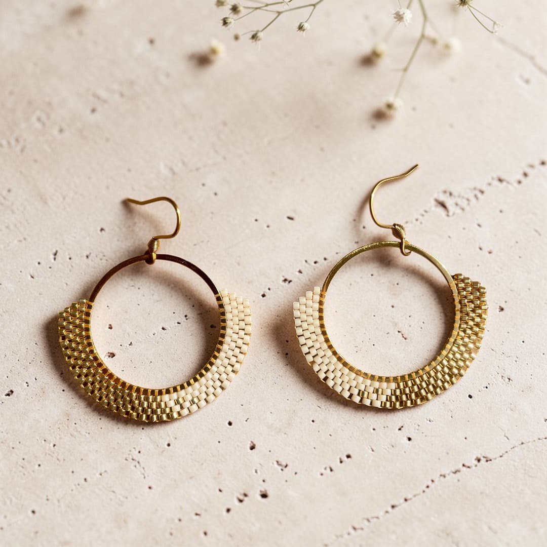 Boucles d'oreilles Aya crème 