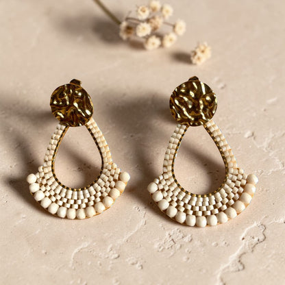 Boucles d'oreilles Tal perle miyuki delica creme