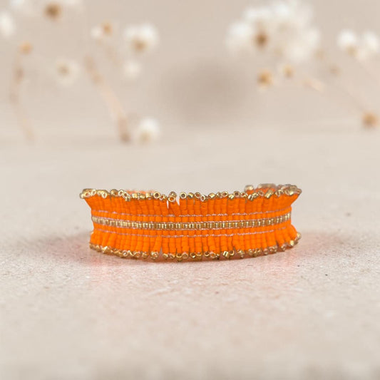Bracelet perles miyuki mandarine et doré 