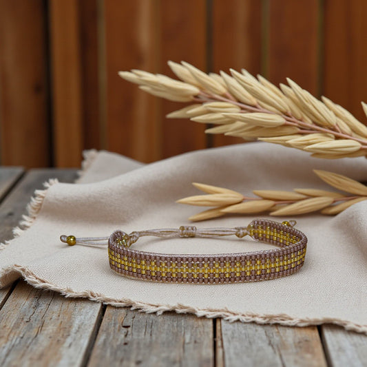 Bracelet Élio artisanal ajustable – détails du tissage