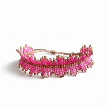 bracelet franges perles miyui delica Rose soie et doré