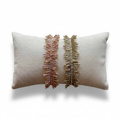 bracelet franges perles miyui delica rose et doré