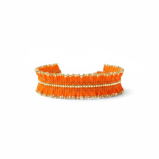 Bracelet perles miyuki mandarine et doré 