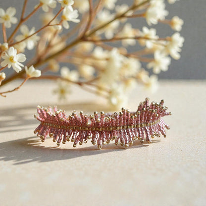 bracelet franges perles miyui delica rose et doré