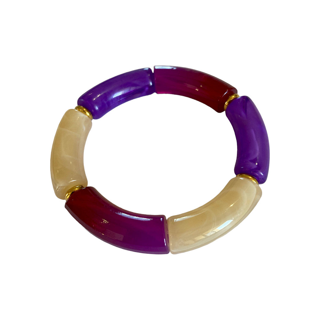 Bracelet tube violet et beige marbré