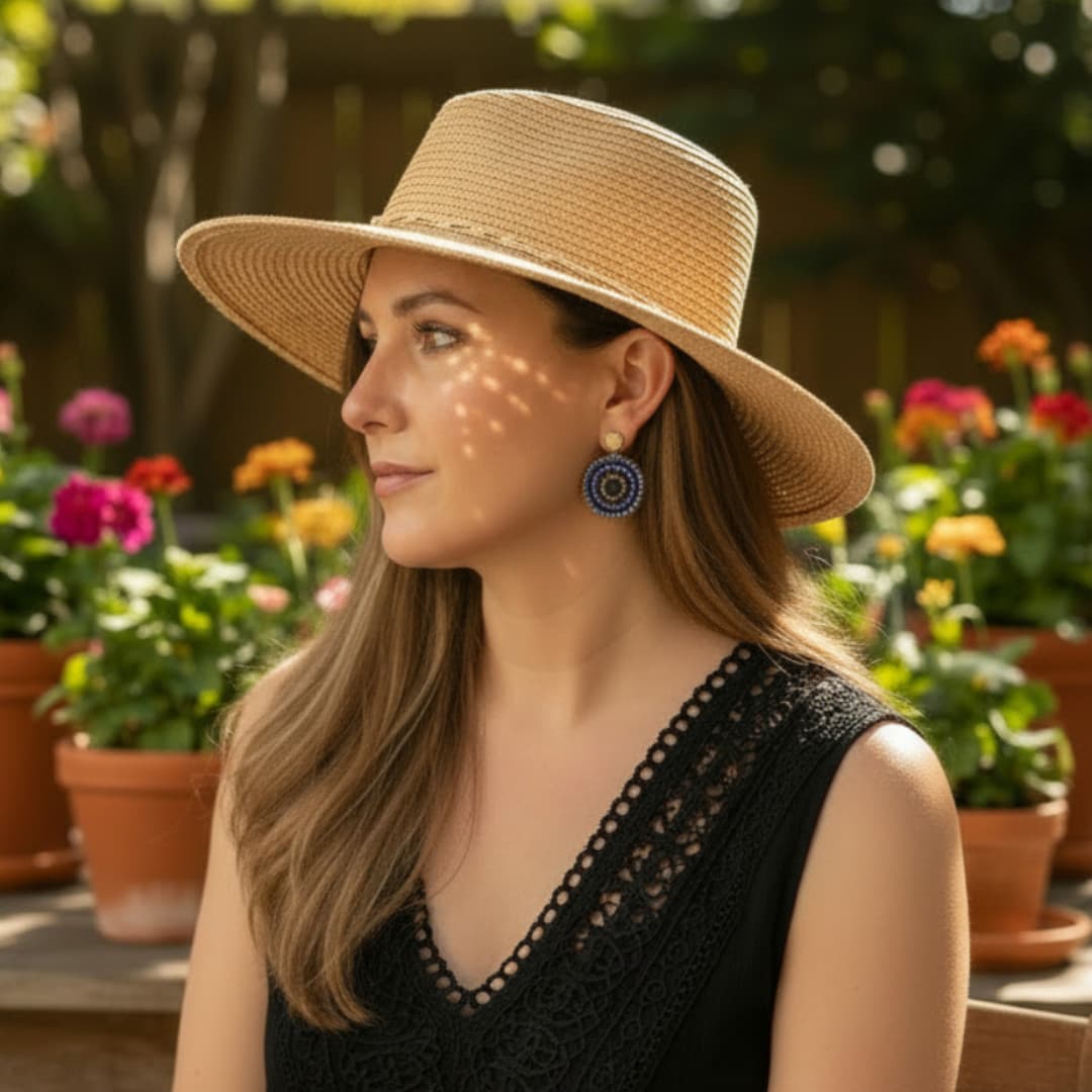 Boucles d'oreilles en perles Miyuki bleu roi et doré tissage à la main