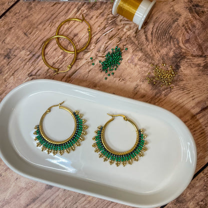 créoles dorées artisanales Thalie perles Miyuki Delica – ATMY Bijoux