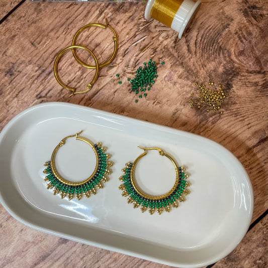 créoles dorées artisanales Thalie perles Miyuki Delica – ATMY Bijoux