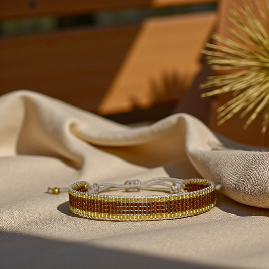 bracelet Louis en perles Miyuki doré et cognac – ATMY Bijoux