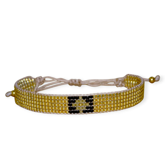 bracelet artisanal perles Miyuki doré et noir – ATMY Bijoux